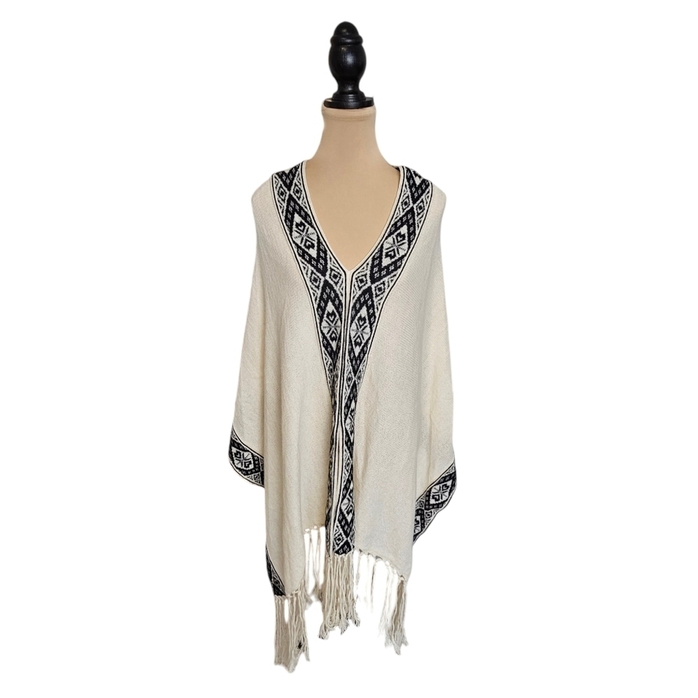 Sol Alpaca NWT Baby Alpaca Throw Cover Up Camu Cape With Fringe Tassels Sz OS